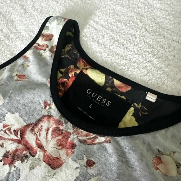 Guess Gray and Flower Tank Top - Picture 2 of 4